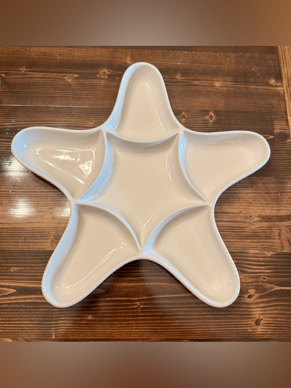 Temp-tations Knotical 14” White Divided Starfish Ceramic Serving Platter